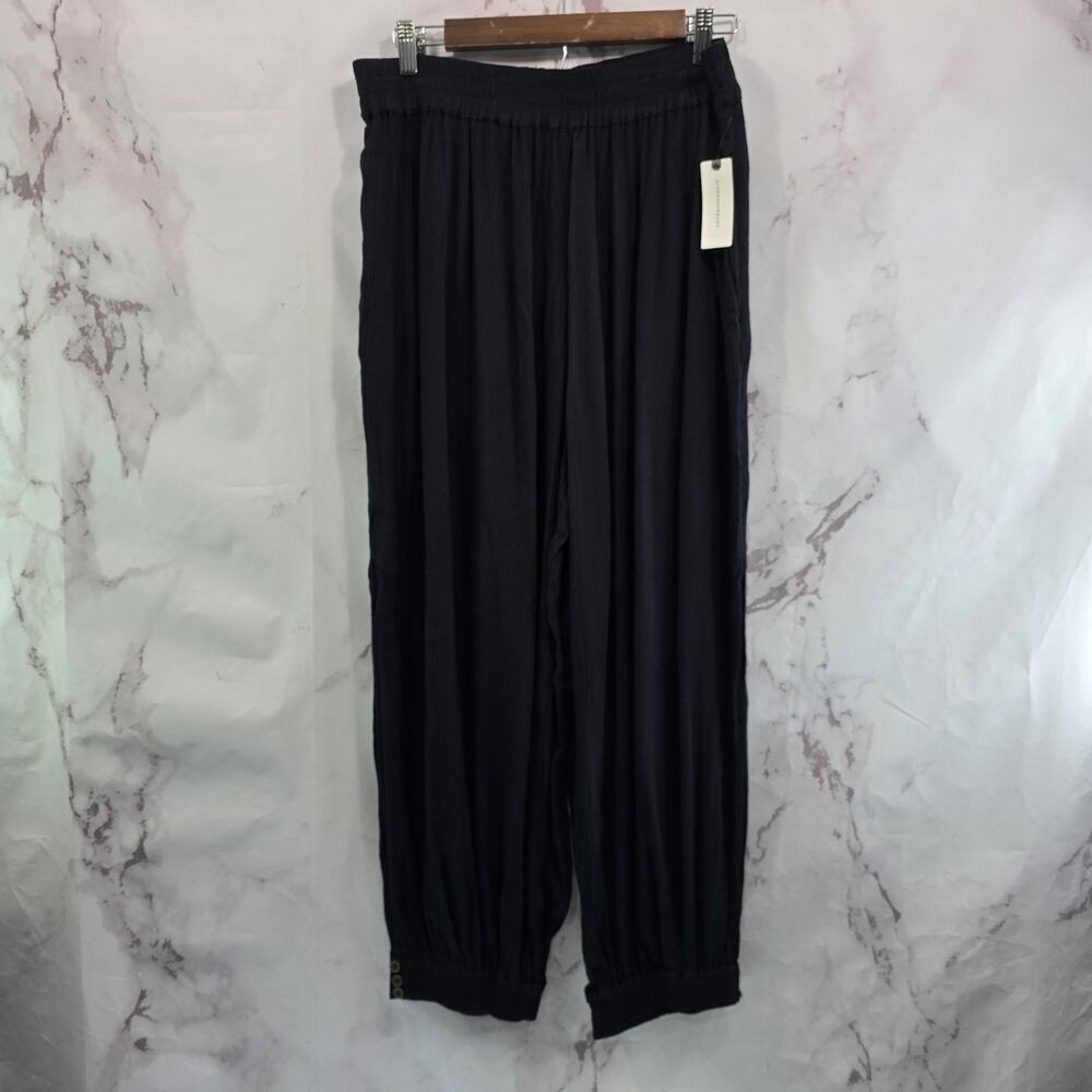 Anthropologie Pants Women Large Black High Rise Gabrielle Slit Harem Balloon Hei